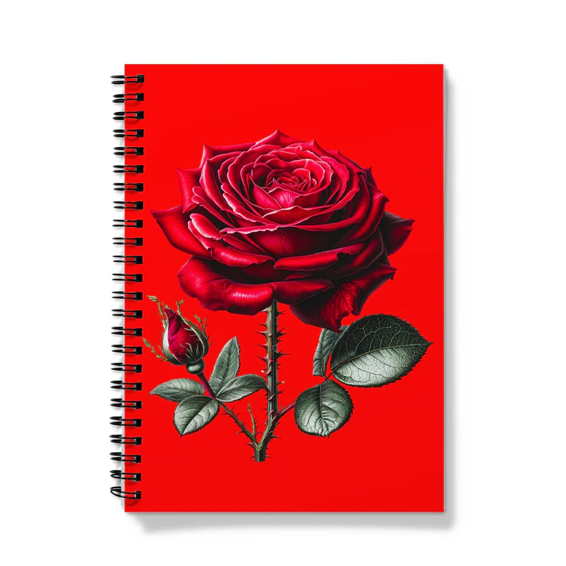 Red rose Floral flowers Spiral notebook